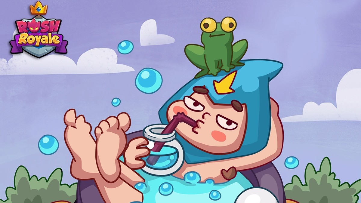 A wizard relaxing in Rush Royale.